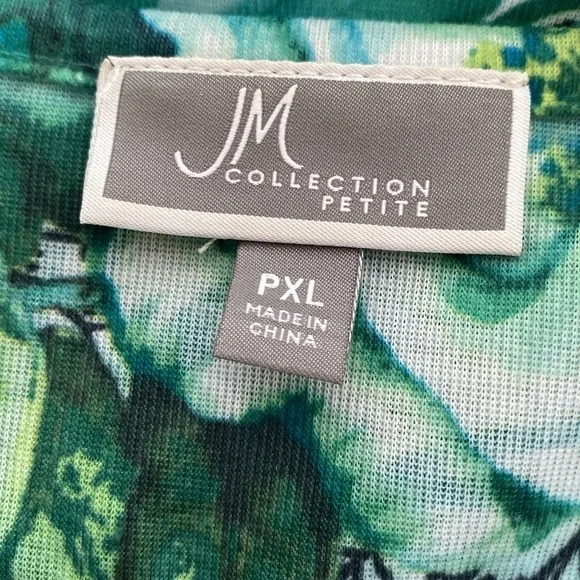 JM Collection blouse petite 3/4 length sleeves scoop neck floral/paisley Sz XLP - Picture 6 of 9